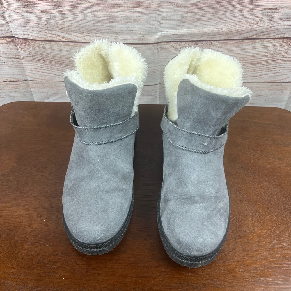 Gray Fuzzy Boots
